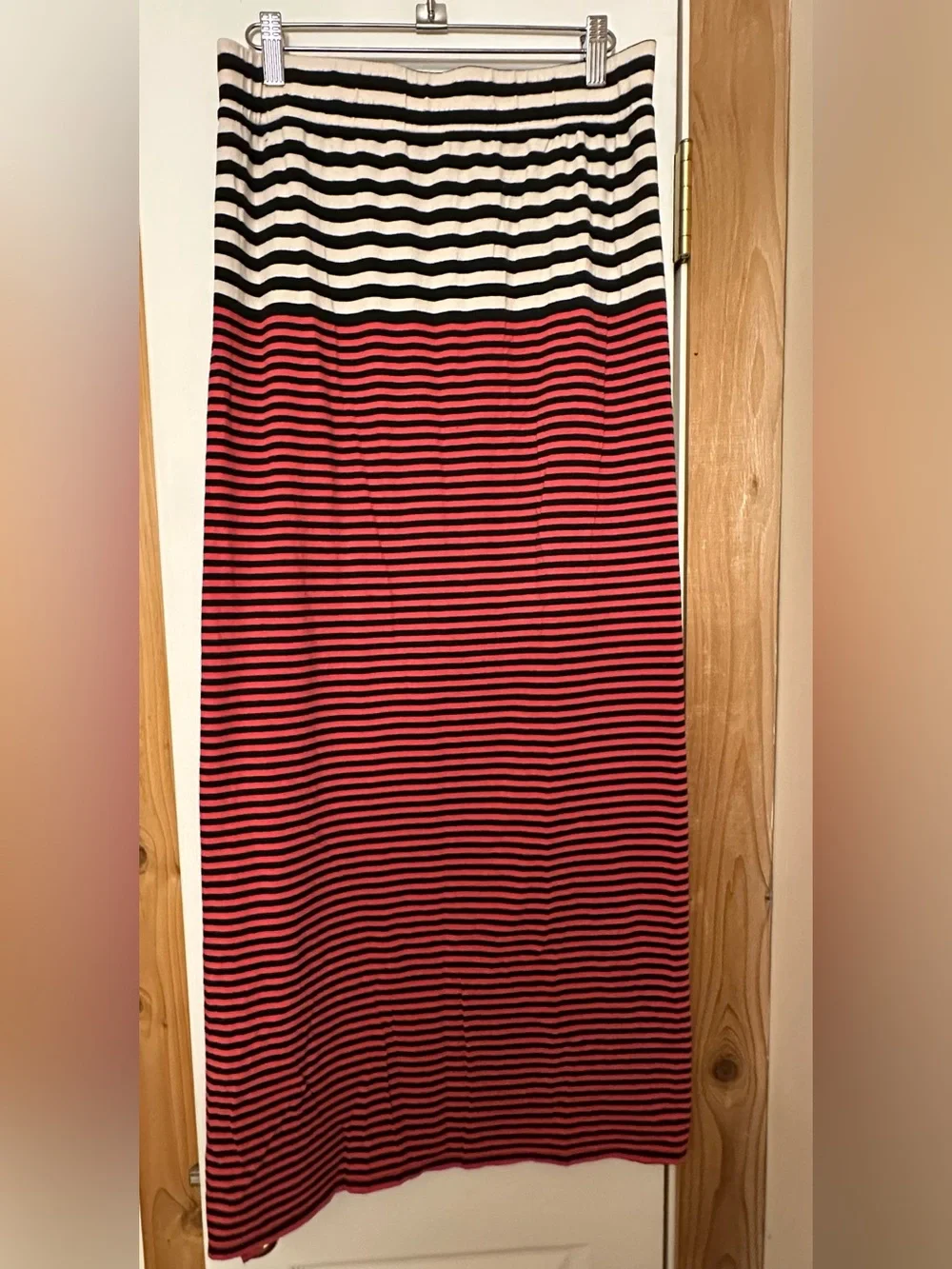 VTG Free People 1990’s Boho Striped Skirt Black, Cream, Cherry Red S